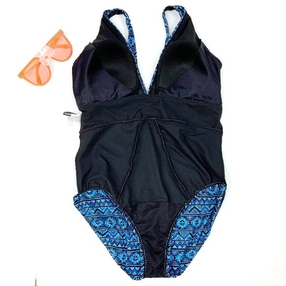 Miraclesuit - Paillette Odyssey One Piece Swimsuit Blue Beach Resort Sz 12 - Picture 9 of 16
